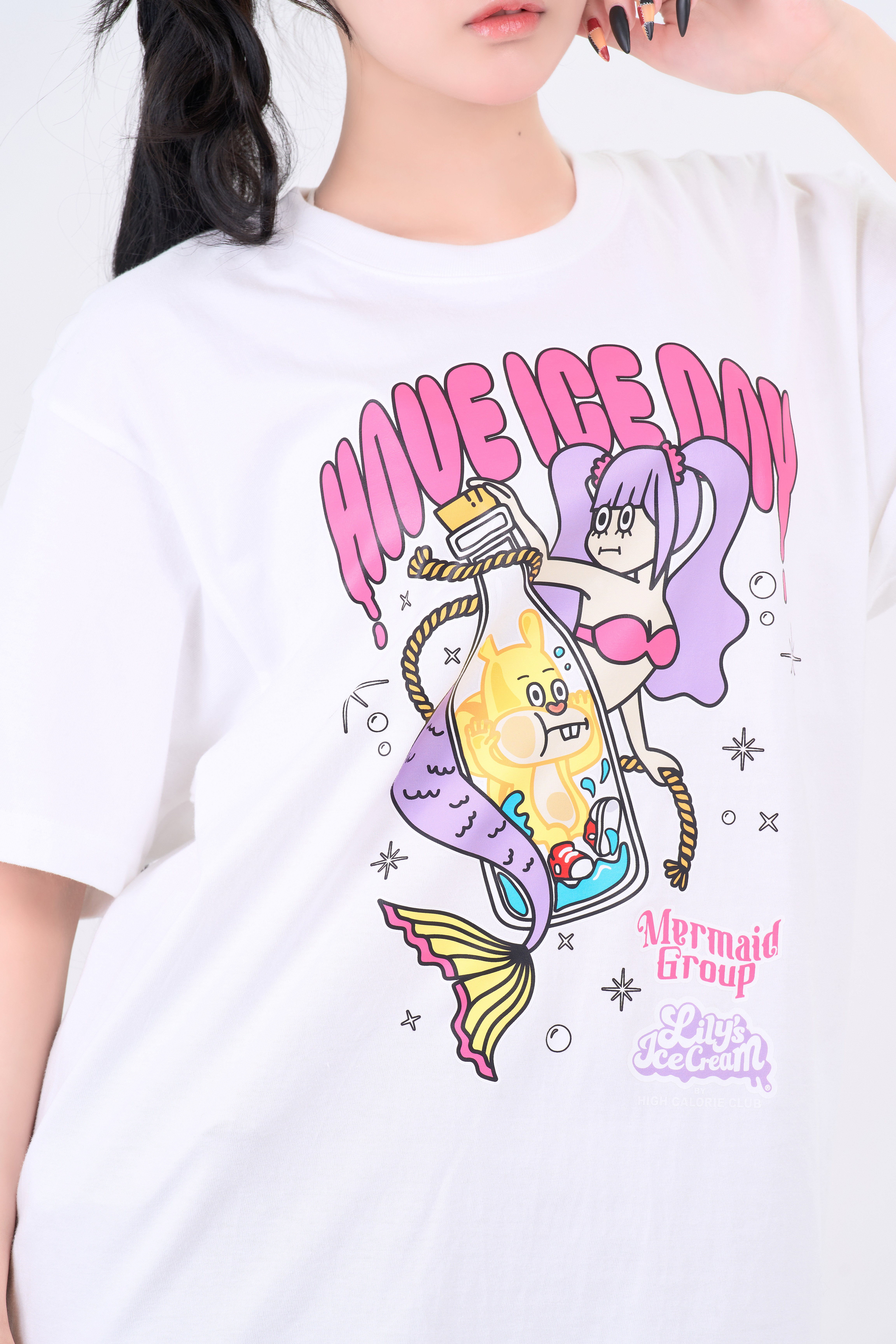 LILY'S ICECREAM x MERMAID GroupコラボTシャツ（White / L-Size）
