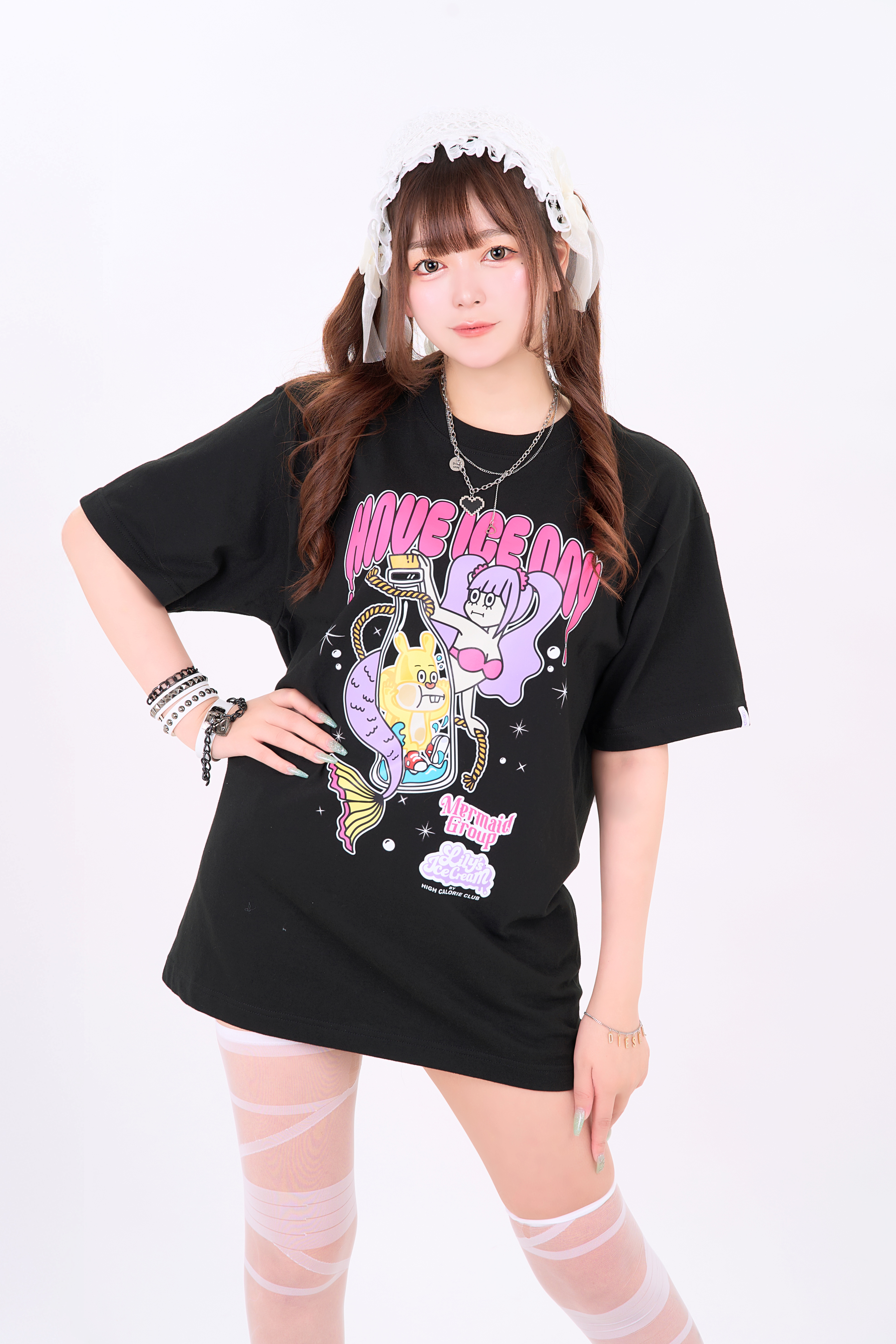 LILY'S ICECREAM x MERMAID GroupコラボTシャツ（Black / L-Size）